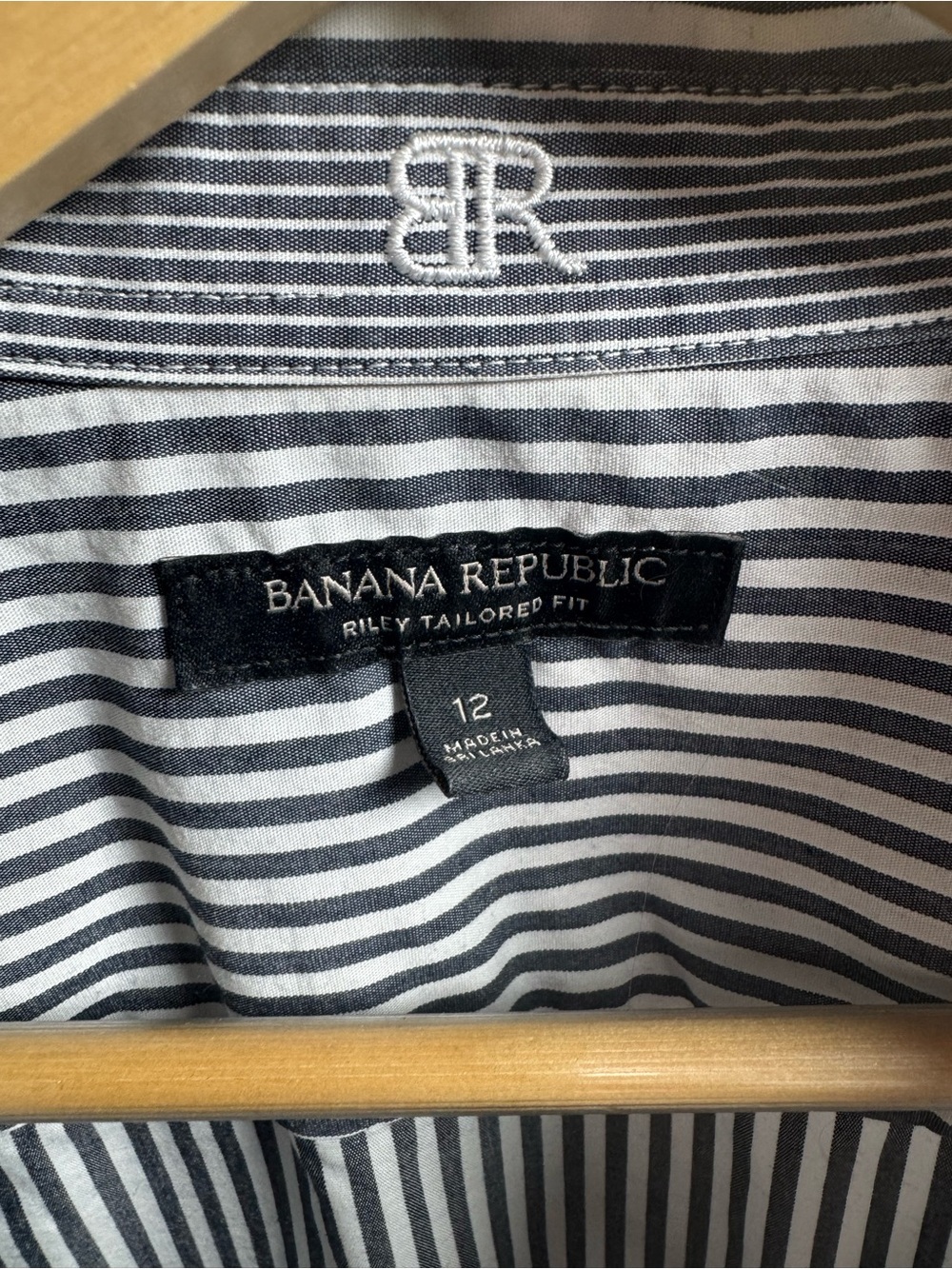 Banana Republic Striped Button-Up Shirt - White & Navy